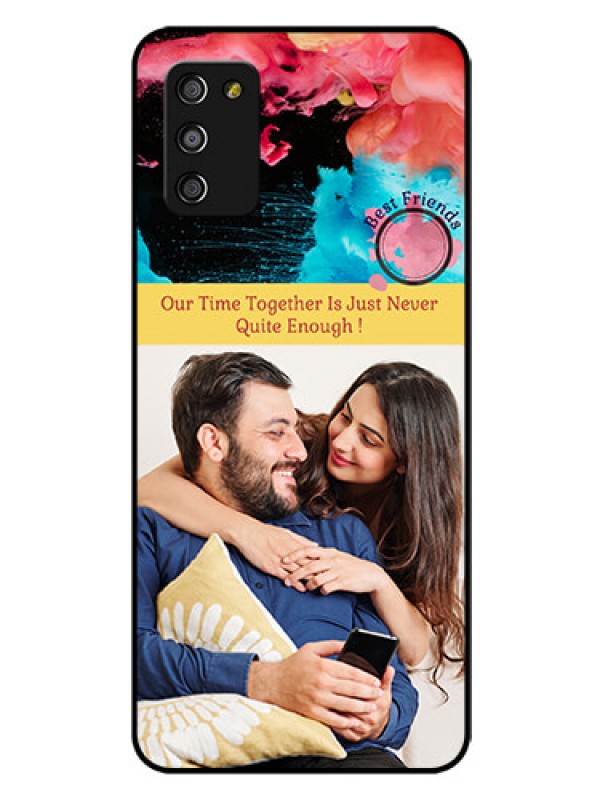 Custom Galaxy A03s Custom Glass Mobile Case - Quote with Acrylic Painting Design