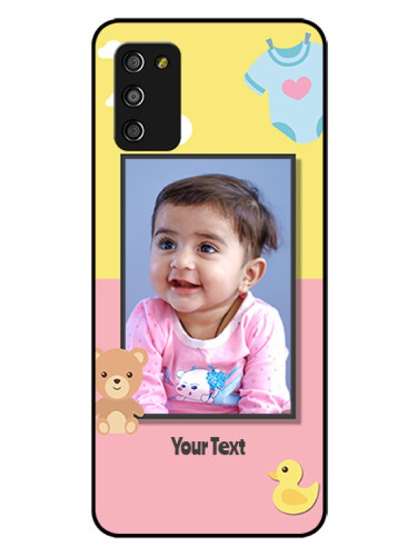 Custom Galaxy A03s Photo Printing on Glass Case - Kids 2 Color Design