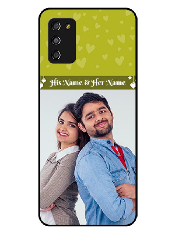 Custom Galaxy A03s Custom Glass Phone Case - You & Me Heart Design