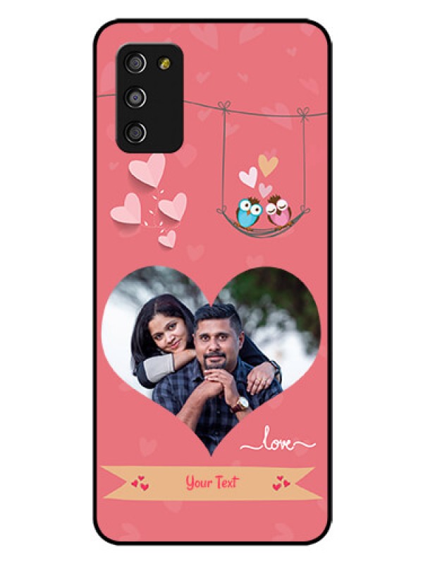 Custom Galaxy A03s Personalized Glass Phone Case - Peach Color Love Design 