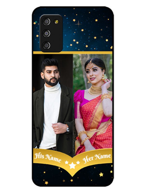Custom Galaxy A03s Custom Glass Phone Case - Galaxy Stars Backdrop Design
