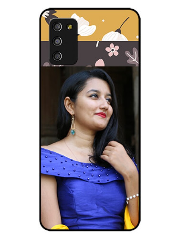 Custom Galaxy A03s Custom Glass Phone Case - Stylish Floral Design