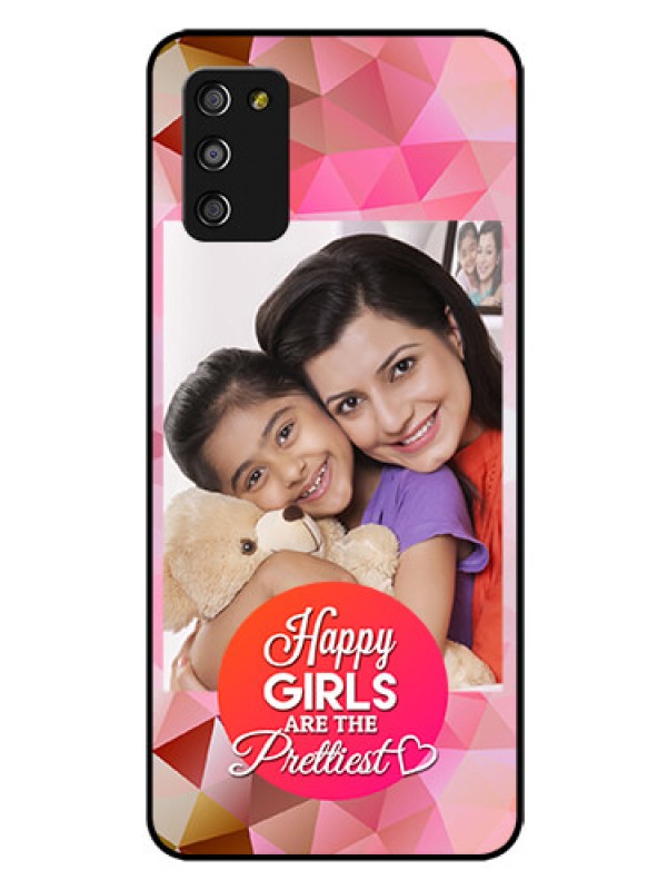 Custom Galaxy A03s Photo Printing on Glass Case - Abstract Triangle Design