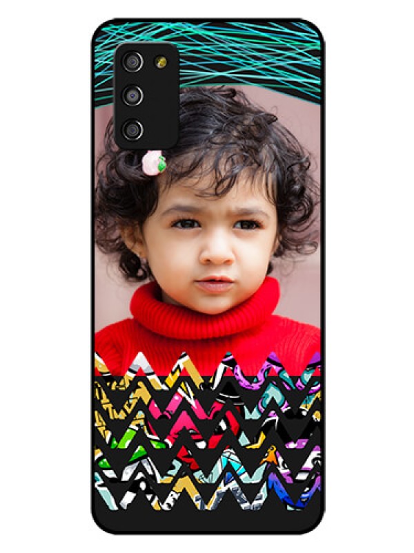 Custom Galaxy A03s Personalized Glass Phone Case - Neon Abstract Design