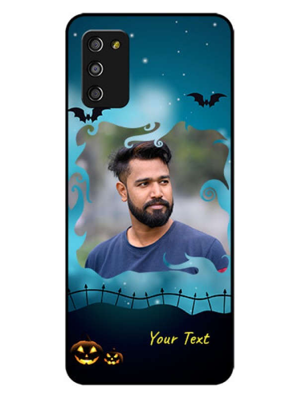 Custom Galaxy A03s Custom Glass Phone Case - Halloween frame design