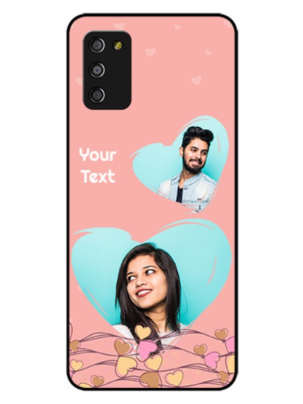 Custom Galaxy A03s Custom Glass Mobile Case - Love Doodle Design