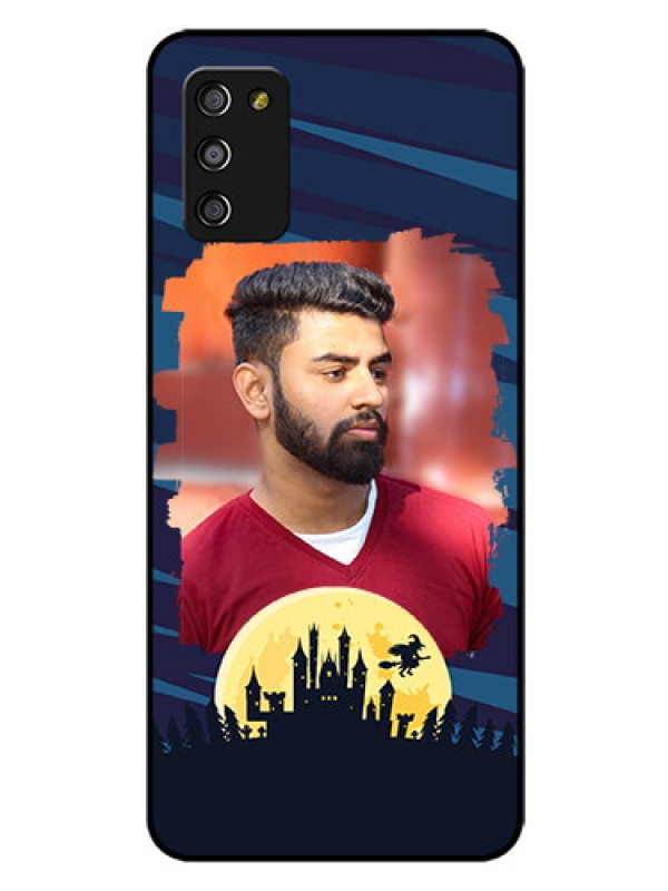 Custom Galaxy A03s Photo Printing on Glass Case - Halloween Witch Design 