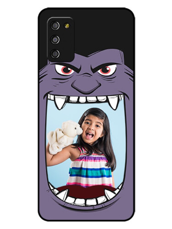 Custom Galaxy A03s Custom Glass Phone Case - Angry Monster Design