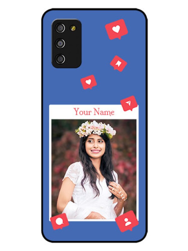 Custom Galaxy A03s Custom Glass Phone Case - Like Share And Comment Design