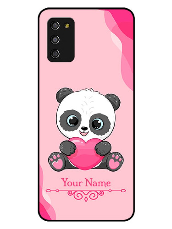 Custom Galaxy A03s Custom Glass Mobile Case - Cute Panda Design