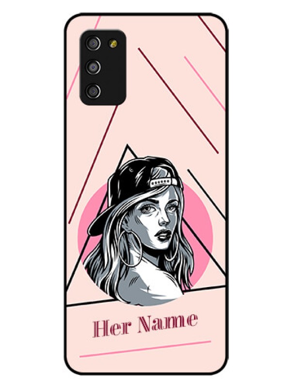 Custom Galaxy A03s Personalized Glass Phone Case - Rockstar Girl Design