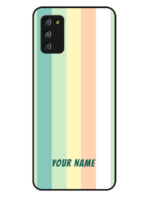 Custom Galaxy A03s Photo Printing on Glass Case - Multi-colour Stripes Design