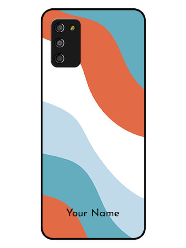 Custom Galaxy A03s Custom Glass Mobile Case - coloured Waves Design