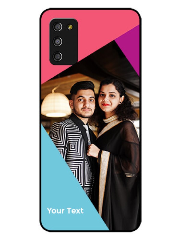 Custom Galaxy A03s Custom Glass Mobile Case - Stacked Triple colour Design