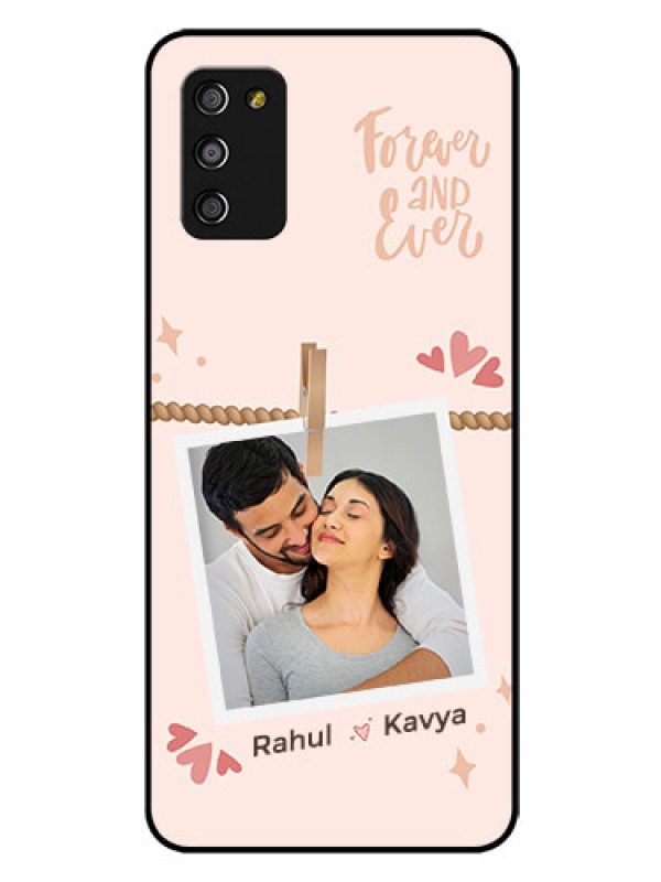 Custom Galaxy A03s Custom Glass Phone Case - Forever and ever love Design