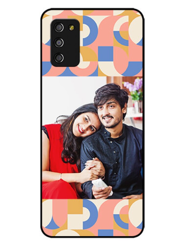Custom Galaxy A03s Photo Printing on Glass Case - Semi-circle Maze Pattern Design