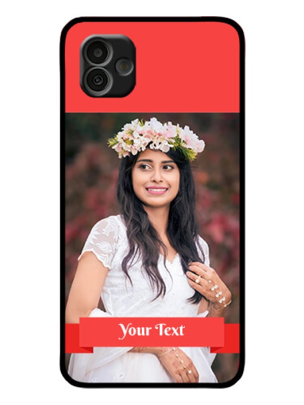 Custom Samsung Galaxy A04 Custom Glass Phone Case - Simple Red Color Design