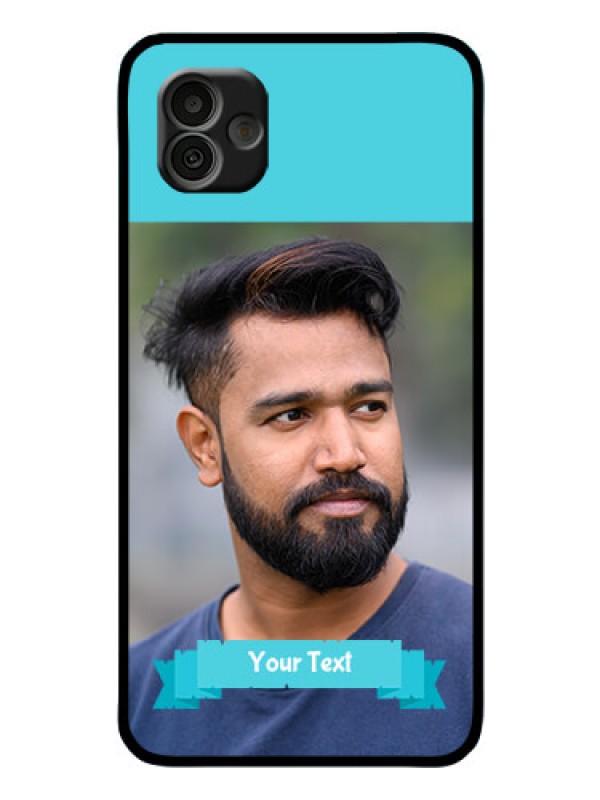 Custom Samsung Galaxy A04 Personalized Glass Phone Case - Simple Blue Color Design