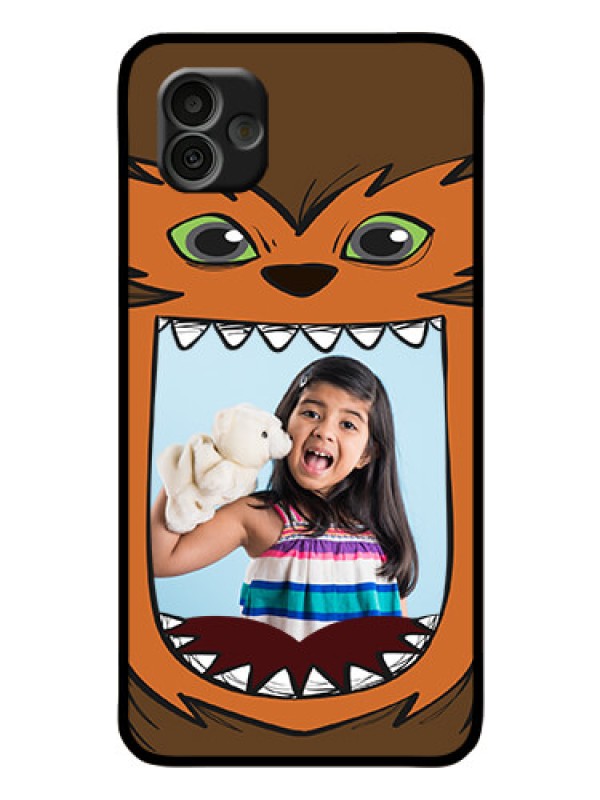 Custom Samsung Galaxy A04 Photo Printing on Glass Case - Owl Monster Back Case Design