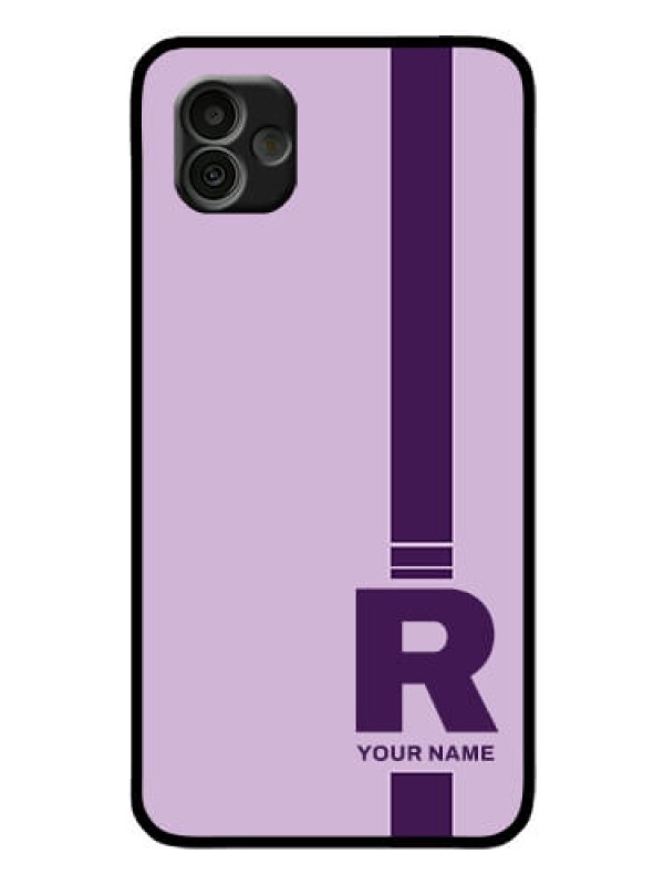 Custom Galaxy A04 Photo Printing on Glass Case - Simple dual tone stripe with name Design