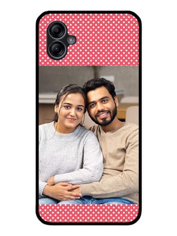 Custom Galaxy A04e Custom Glass Phone Case - White Dotted Design