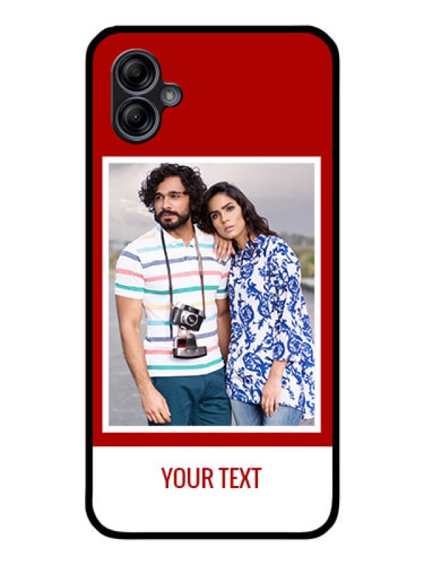 Custom Galaxy A04e Personalized Glass Phone Case - Simple Red Color Design