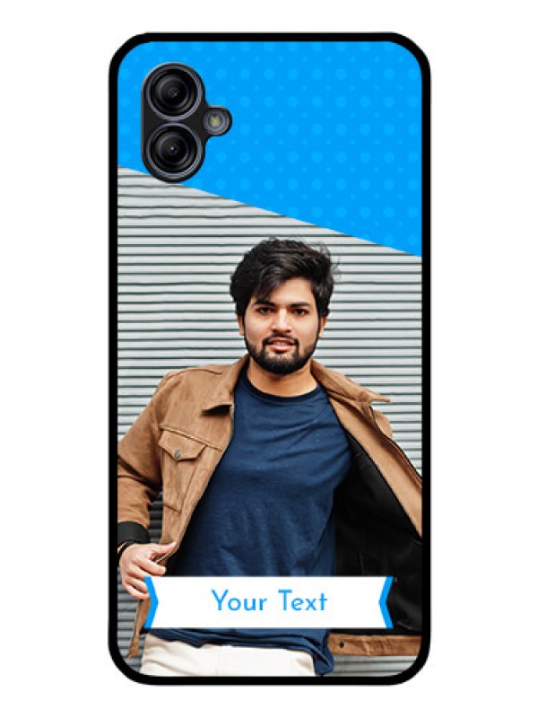 Custom Galaxy A04e Photo Printing on Glass Case - Simple Blue Color Design