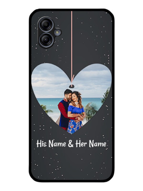 Custom Galaxy A04e Custom Glass Phone Case - Hanging Heart Design