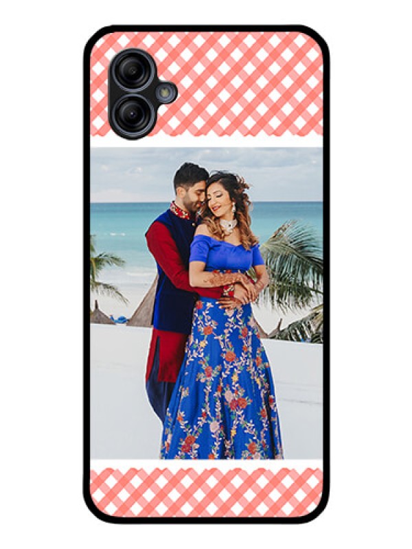 Custom Galaxy A04e Personalized Glass Phone Case - Pink Pattern Design