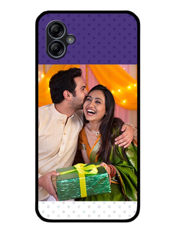Custom Galaxy A04e Personalized Glass Phone Case - Violet Pattern Design