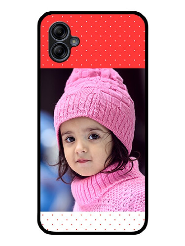 Custom Galaxy A04e Photo Printing on Glass Case - Red Pattern Design