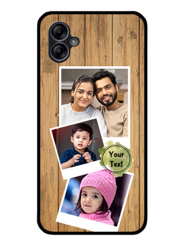 Custom Galaxy A04e Custom Glass Phone Case - Wooden Texture Design