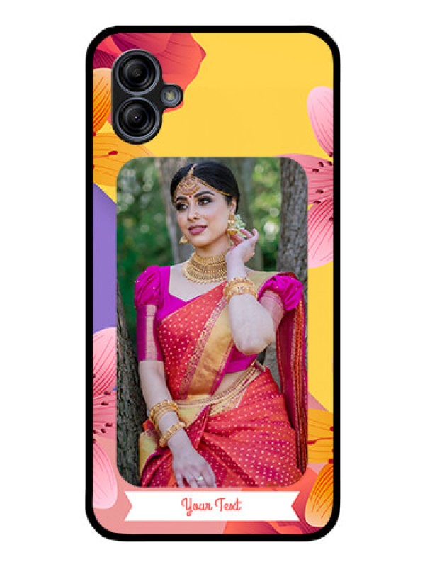 Custom Galaxy A04e Custom Glass Mobile Case - 3 Image With Vintage Floral Design