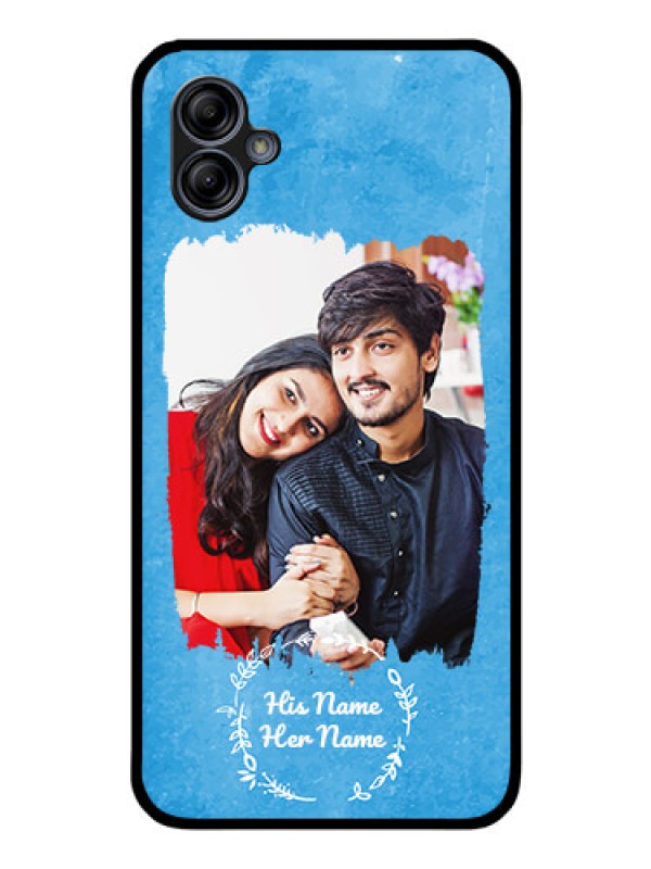 Custom Galaxy A04E Custom Glass Phone Case - Blue Color Vintage Design