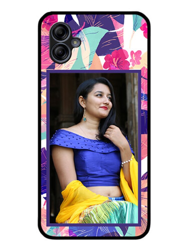 Custom Galaxy A04e Custom Glass Mobile Case - Abstract Floral Design