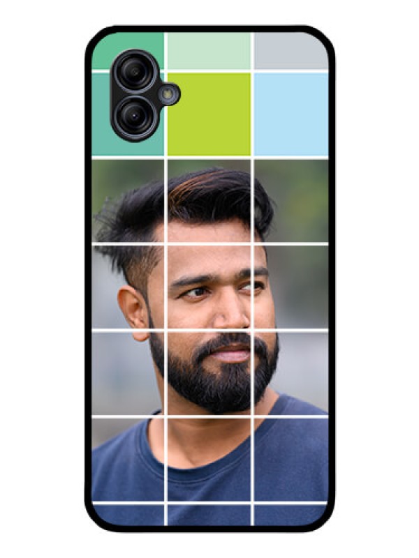 Custom Galaxy A04e Photo Printing on Glass Case - with white box pattern