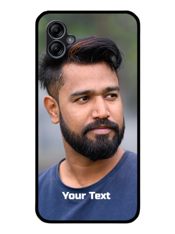 Custom Galaxy A04e Glass Mobile Cover: Photo with Text