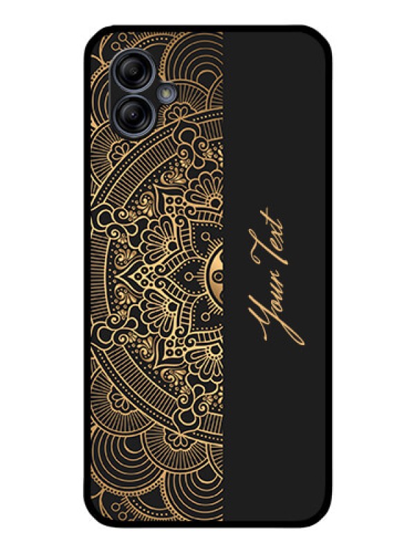 Custom Galaxy A04e Photo Printing on Glass Case - Mandala art with custom text Design