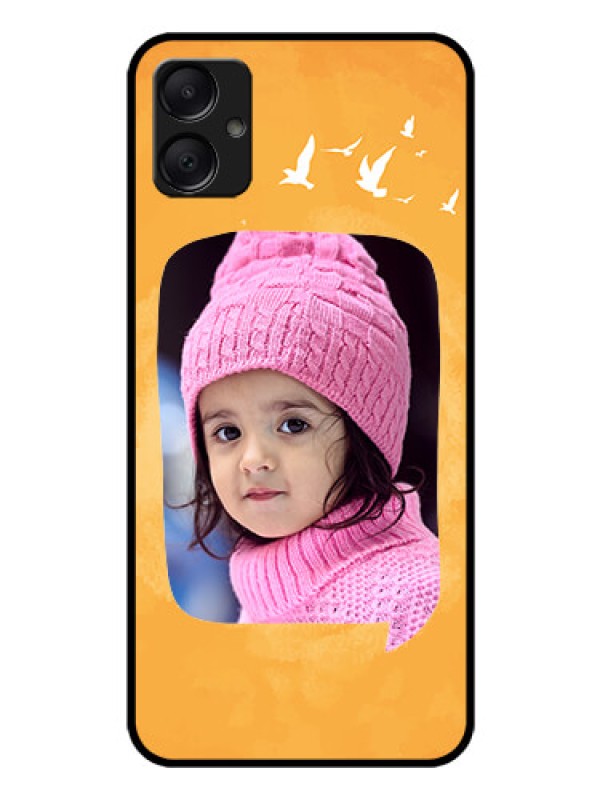 Custom Galaxy A05 Custom Glass Phone Case - Water Color Design With Bird Icons