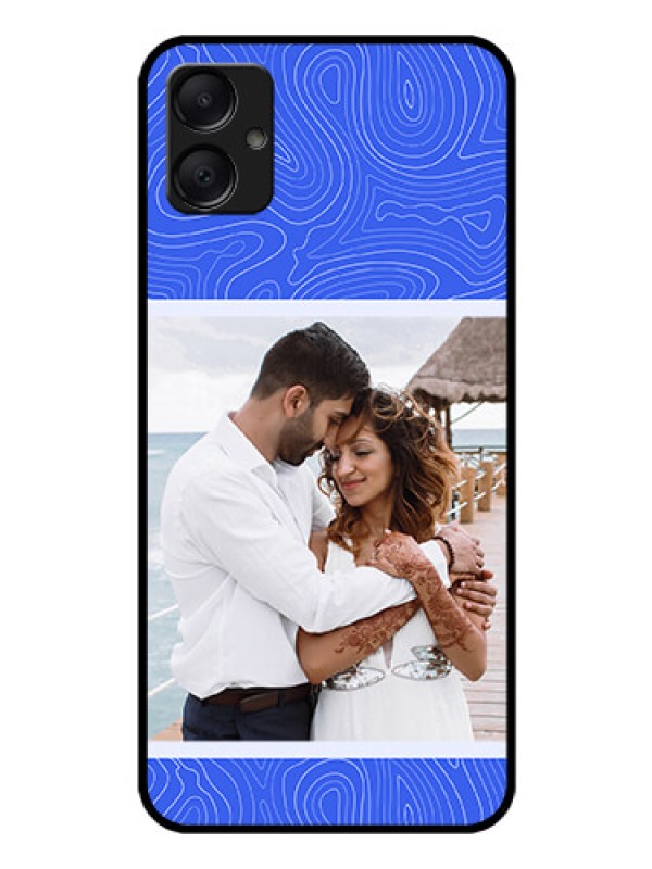 Custom Galaxy A05 Custom Glass Phone Case - Curved Line Art With Blue And White Design