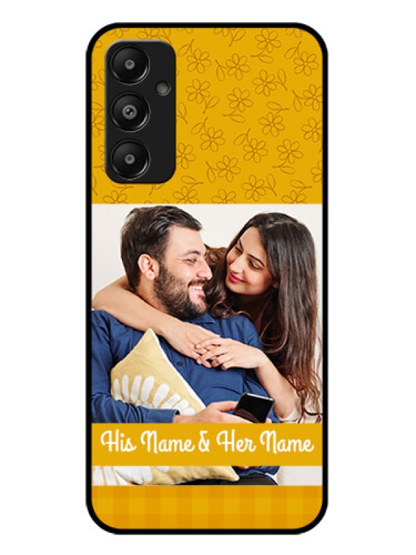 Custom Galaxy A05s Custom Glass Phone Case - Yellow Floral Design