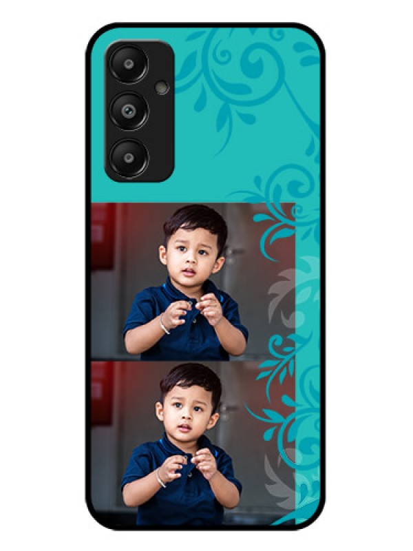 Custom Galaxy A05s Custom Glass Phone Case - With Photo And Green Floral Design