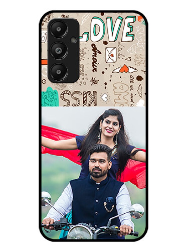 Custom Galaxy A05s Custom Glass Phone Case - Love Doodle Pattern