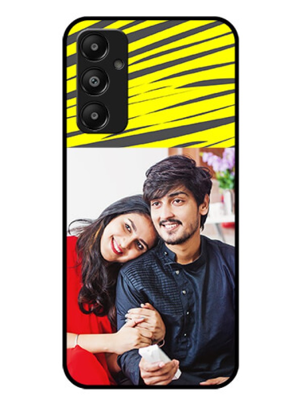 Custom Galaxy A05s Custom Glass Phone Case - Yellow Abstract Design