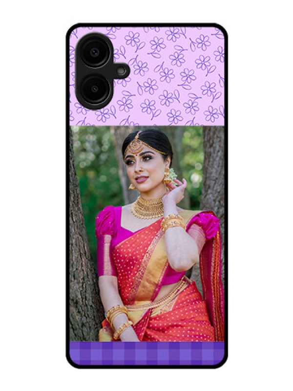 Custom Samsung Galaxy A06 Custom Glass Phone CasePurple Floral Design