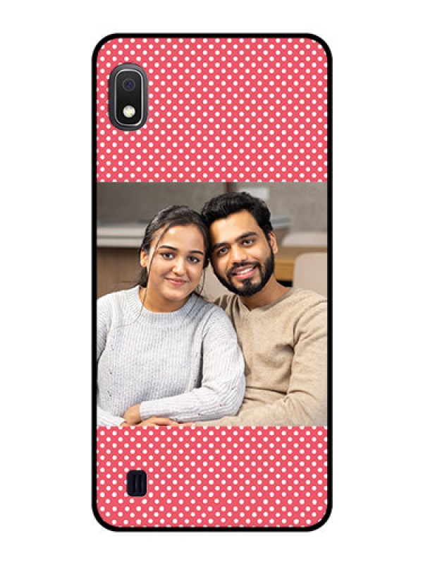 Custom Galaxy A10 Custom Glass Phone Case - White Dotted Design