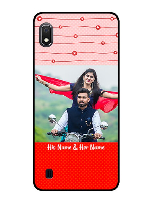 Custom Galaxy A10 Personalized Glass Phone Case - Red Pattern Case Design