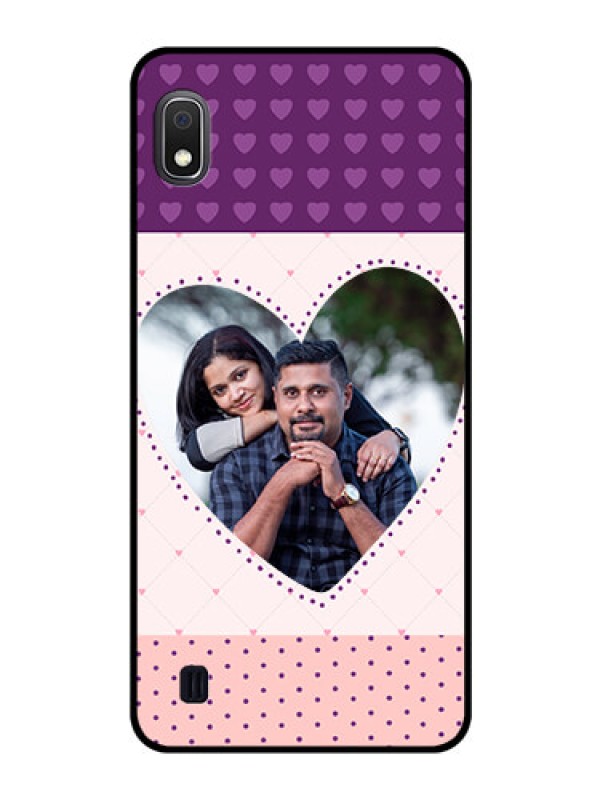 Custom Galaxy A10 Custom Glass Phone Case - Violet Love Dots Design