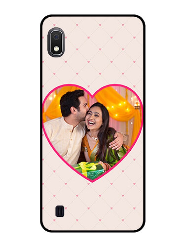 Custom Galaxy A10 Custom Glass Mobile Case - Heart Shape Design