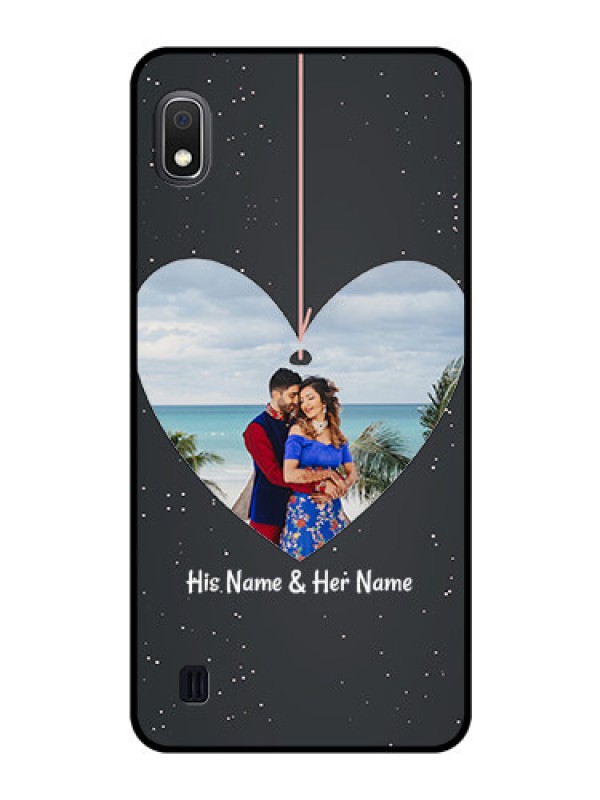 Custom Galaxy A10 Custom Glass Phone Case - Hanging Heart Design